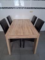 eettafel met 4 stoelen 210cm lang op 88cm, Huis en Inrichting, Tafels | Eettafels, Ophalen, Gebruikt, 200 cm of meer, 50 tot 100 cm