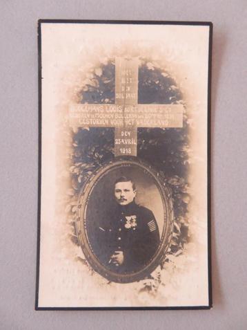 Louis Bogemans Mollem Langemark 1918 WW1 Clarion 10th Reg., Envoi, Image pieuse