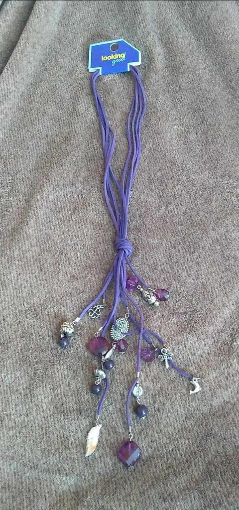 lange paarse ketting nieuw, Handtassen en Accessoires, Kettingen, Nieuw, Paars, Ophalen of Verzenden