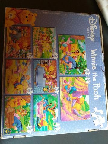 Box met 7 puzzels van Winnie the Pooh