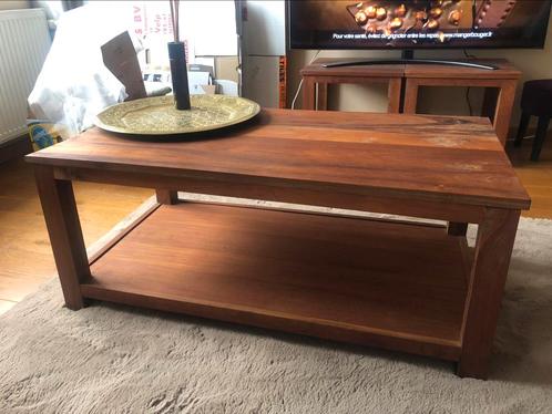 3 tables de salon en teck / teak reconstitué, Huis en Inrichting, Tafels | Salontafels, Gebruikt, Rechthoekig, Teakhout, Ophalen