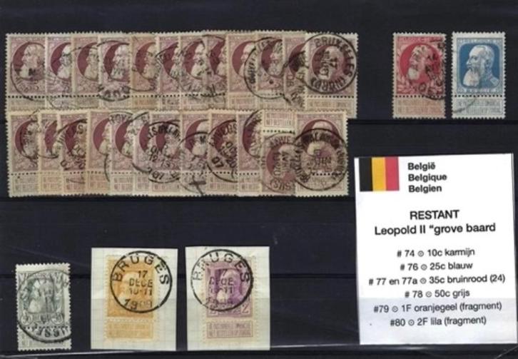 restantje "Leopold II - Grove Baard" - gestempeld, Postzegels en Munten, Postzegels | Europa | België, Gestempeld, Frankeerzegel