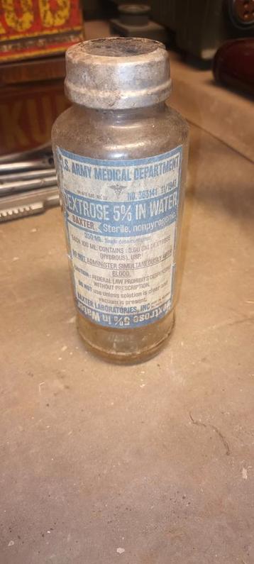 1943 US medic ww2 Baxter dextrose 5%  beschikbaar voor biedingen