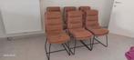 6 eetkamerstoelen in heel goede staat, cognackleur, Ophalen, Gebruikt, Bruin, Stof