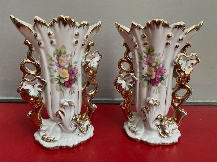 Vases de mariage « Vieux Bruxelles » - Porcelaine 19e siècle, Antiquités & Art, Antiquités | Céramique & Poterie, Enlèvement ou Envoi