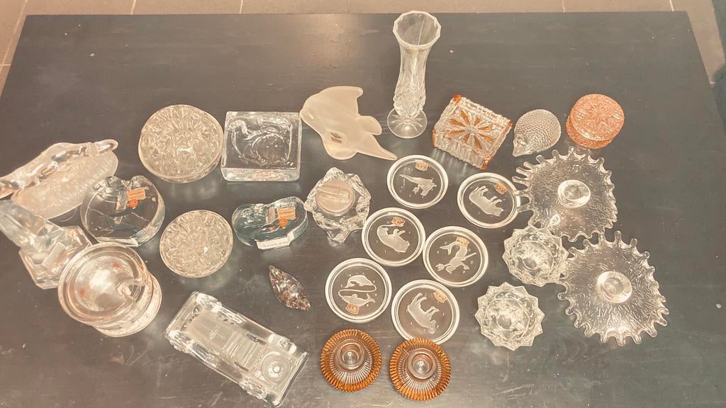 Lot d'Objets en Verre et Cristal Vintage & Déco (25+ pièces, Antiquités & Art, Antiquités | Verre & Cristal, Enlèvement ou Envoi