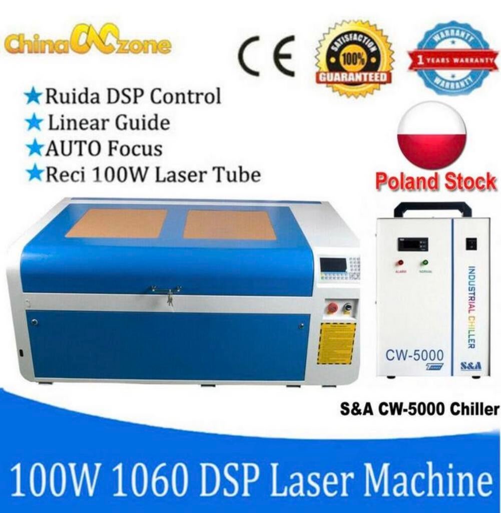 Co2 lasersnijder graveer machine RECI 100W DSP, Ophalen, Zo goed als nieuw, Machine