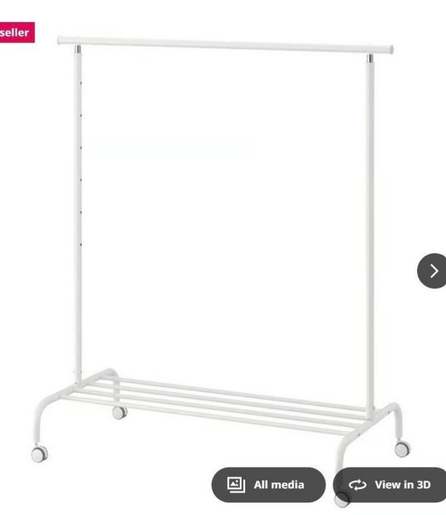 Klerenrek ikea Wit, Ophalen, Zo goed als nieuw