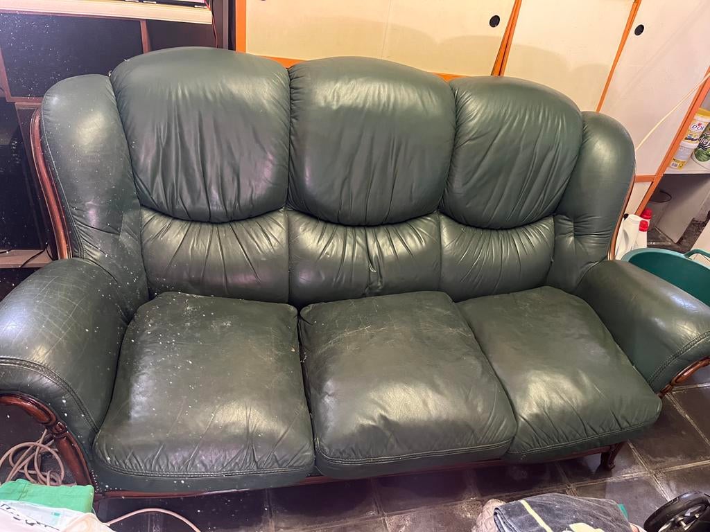 Lederen zetel, Huis en Inrichting, Ophalen, Zo goed als nieuw