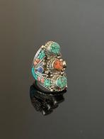 Bague en argent tibétain turquoise lapis-lazuli corail rouge, Bijoux, Sacs & Beauté, Bagues, Neuf, Femme ou Homme, Enlèvement