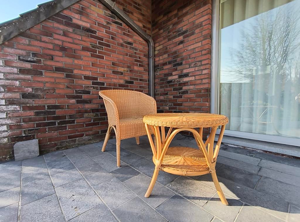 Rotan tafeltje en kuipzeteltje, Ophalen, Zo goed als nieuw, Rotan