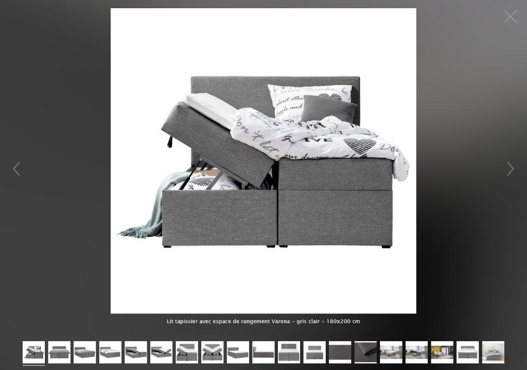 LIT TAPISSIER ( BOXSPRING )180 x 200 CM NEUF, Maison & Meubles, Neuf, 90 cm, Gris, Enlèvement