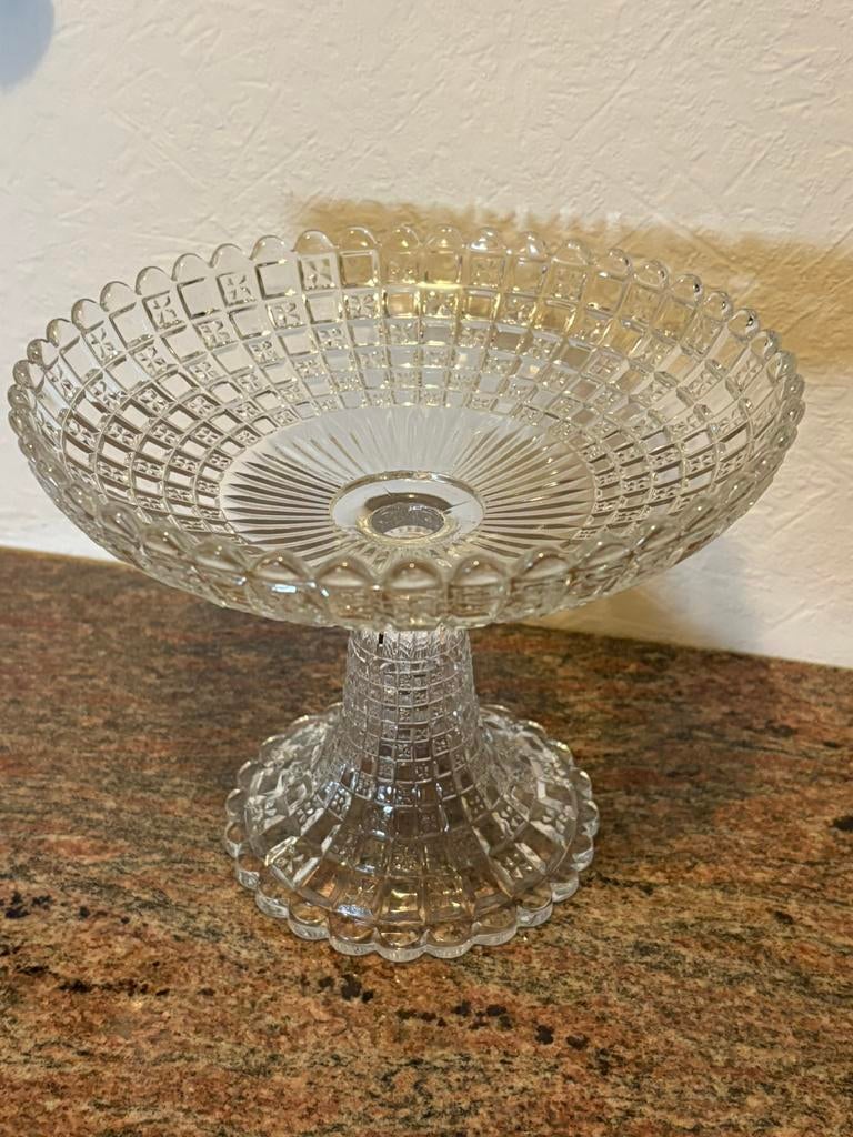 Vintage glazen schaaltje op voet, Ophalen