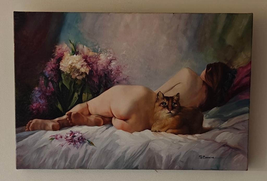 Nudo Sdraiato - Gabriele Boccia (1959 -) - certificat inclus, Antiquités & Art, Art | Peinture | Classique, Enlèvement ou Envoi