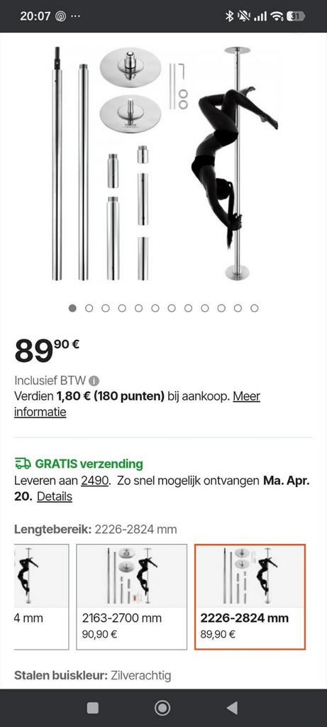 Verstelbare danspaal, Ophalen