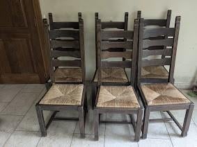 Set 6 eiken ladderback stoelen, Huis en Inrichting, Ophalen