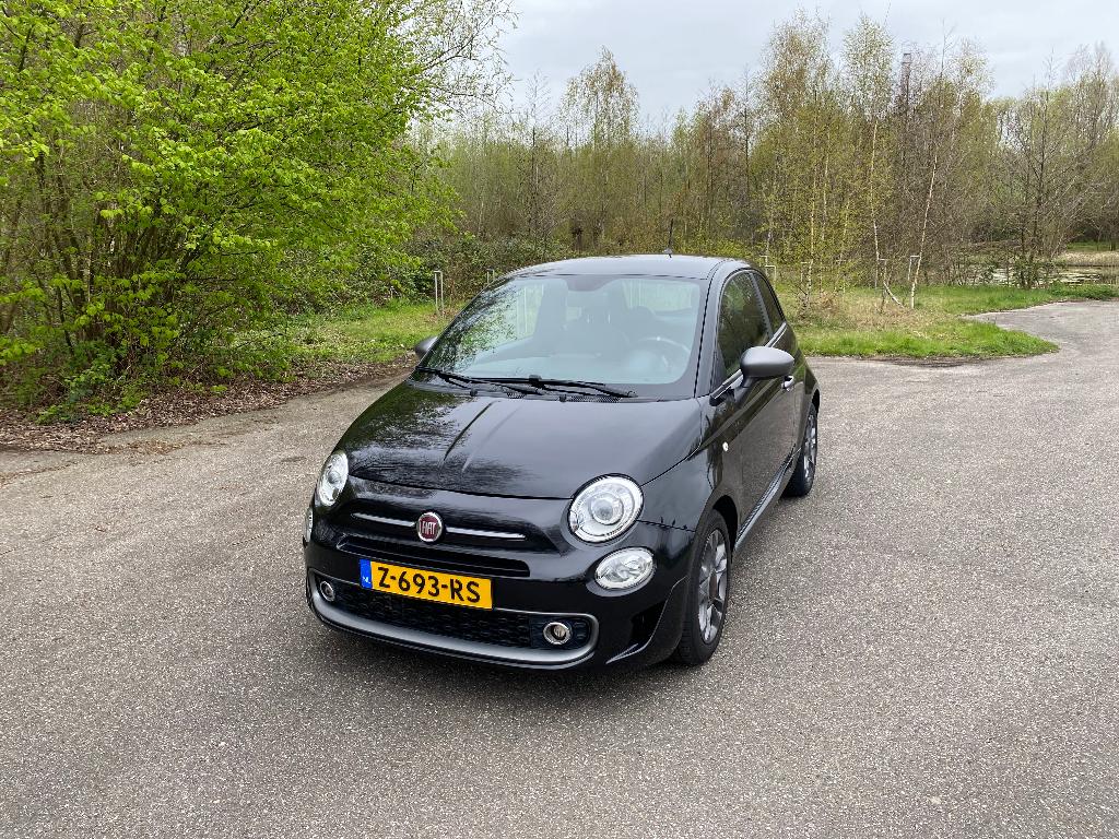 Fiat 500 sport Twinair Turbo 85pk 2019 Zwart, Auto's, Fiat, Voorwielaandrijving, 4 zetels, Zwart, Leder