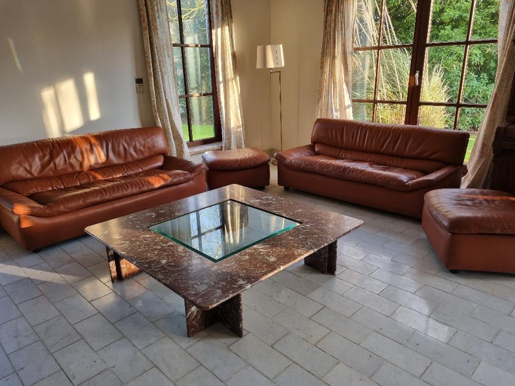 Lederen zetelset in cognac kleur van Durlet, Enlèvement, Utilisé, Cuir