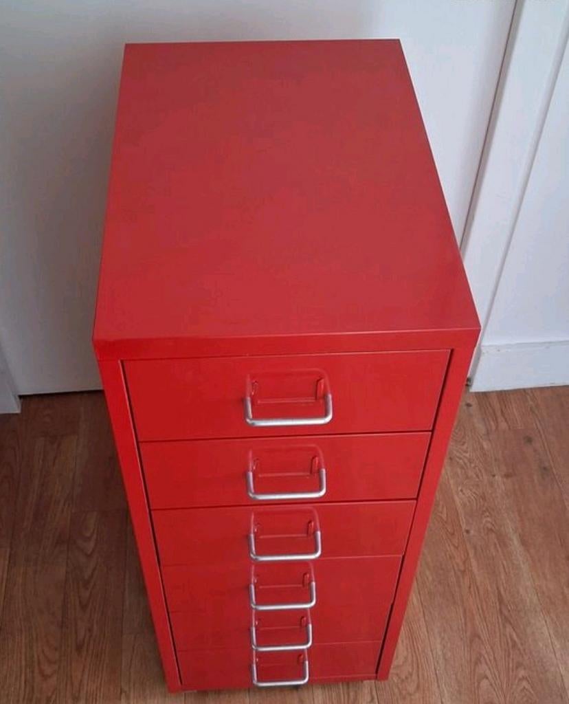 🟥IKEA armoire de bureau Tiroir Helmer roulettes 6 tiroirs, Enlèvement, Utilisé