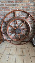 Grand gouvernail ancien bois massif – Authentique, Enlèvement