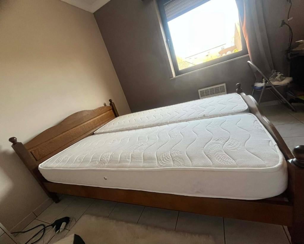 bed, Ophalen, Bruin, 210 cm, Tweepersoons