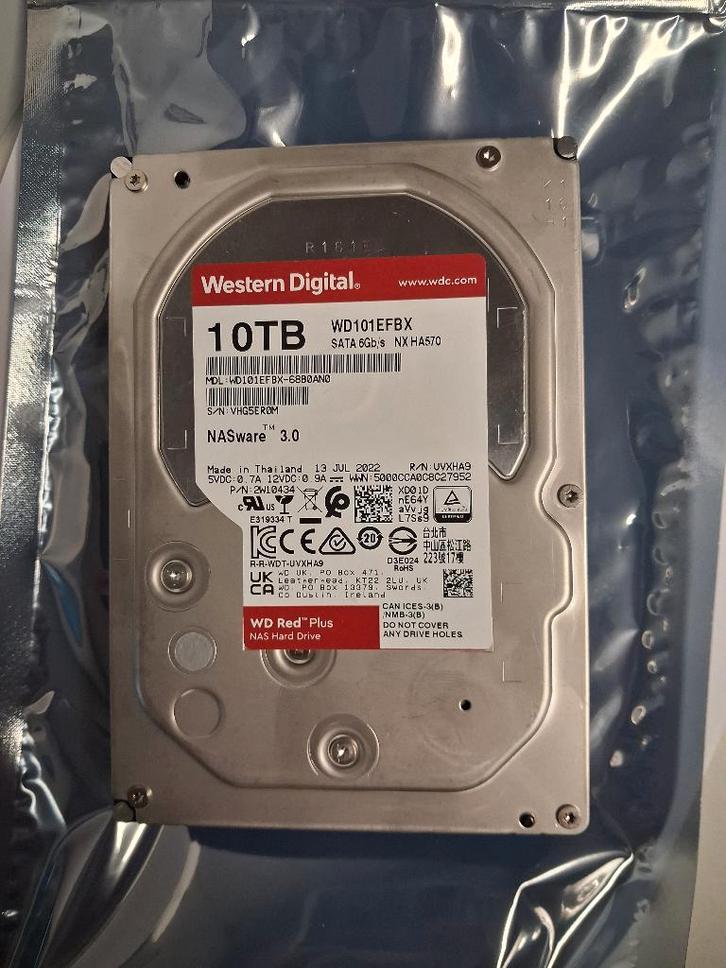 4x WD Red Plus 10TB HDD's, Computers en Software, Harde schijven, Zo goed als nieuw, Desktop, Intern, HDD, NAS, Ophalen