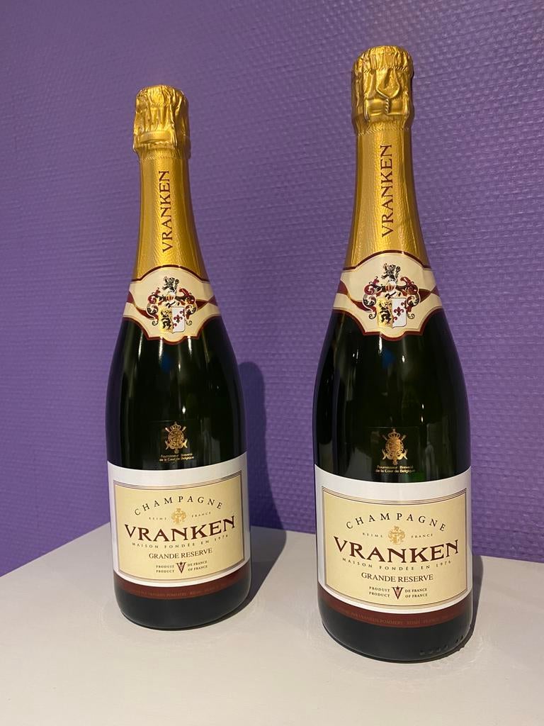 2 bouteilles de Vranken Champagne Grande Réserve Brut 75 cl, Collections, Enlèvement, Neuf, Champagne