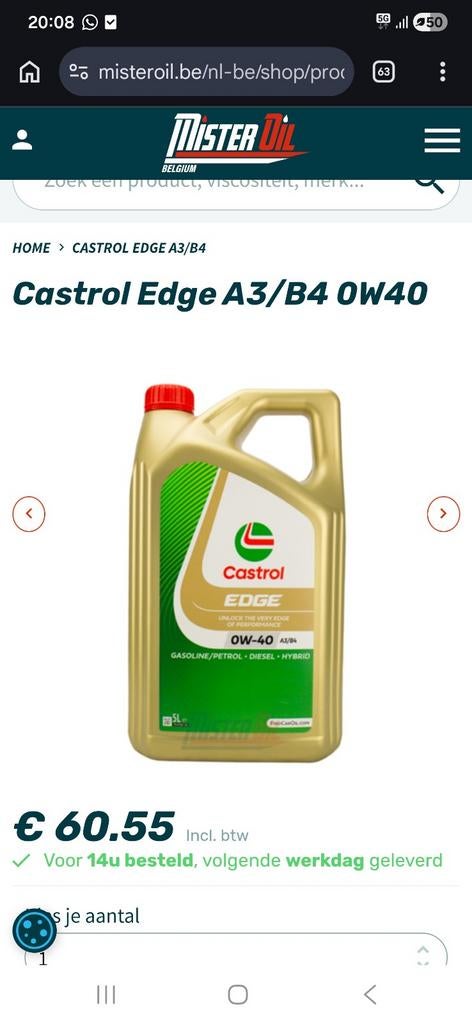 Castrol Edge A3/B4 0W40

HUILE, Enlèvement ou Envoi