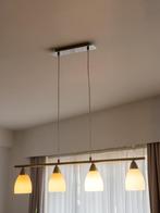 Luchter met 4 glazen lampenkappen, Ophalen, Zo goed als nieuw, Glas, Tijdloos