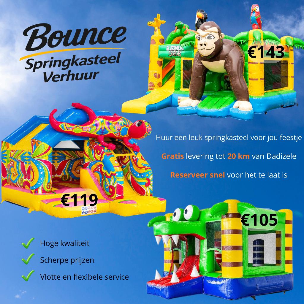 Springkasteel verhuur BOUNCE, Verzenden, Zo goed als nieuw