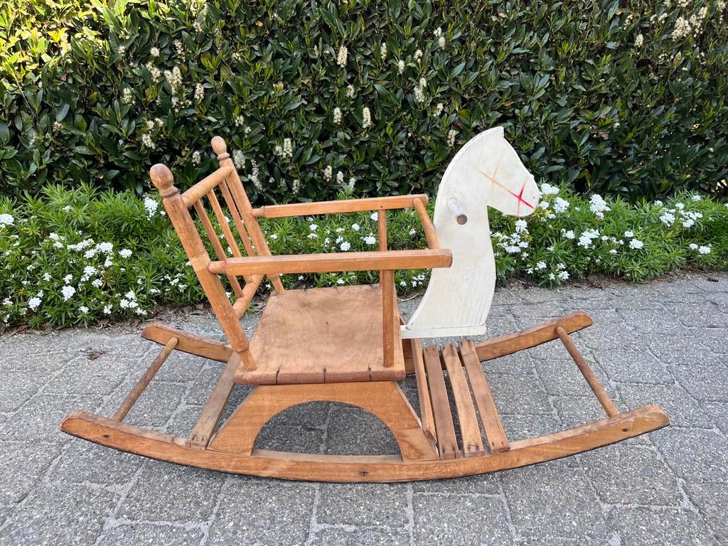 Vintage houten schommelpaardje, Ophalen, Gebruikt
