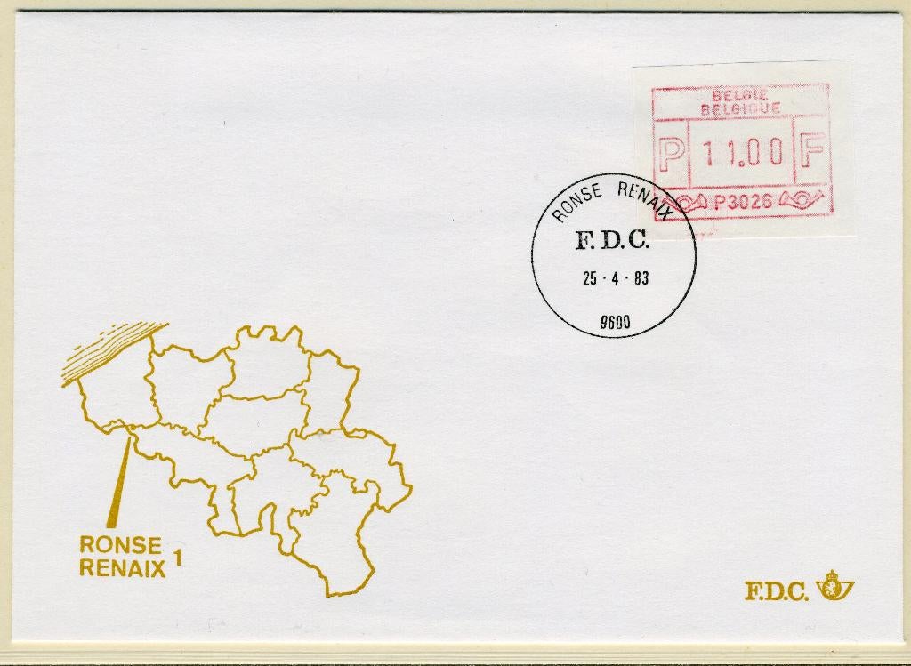 (B) Enveloppe ATM26 FDC 1983 - Ronde 1 (P3026), Enlèvement ou Envoi, Affranchi, Avec enveloppe, Oblitération 1er jour
