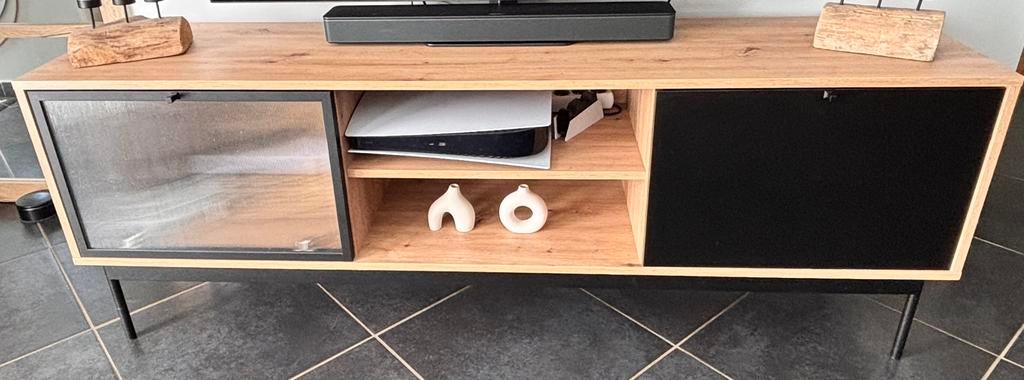 Meuble tv, Maison & Meubles, Armoires | Mobilier de télévision, Comme neuf, Verre, Enlèvement