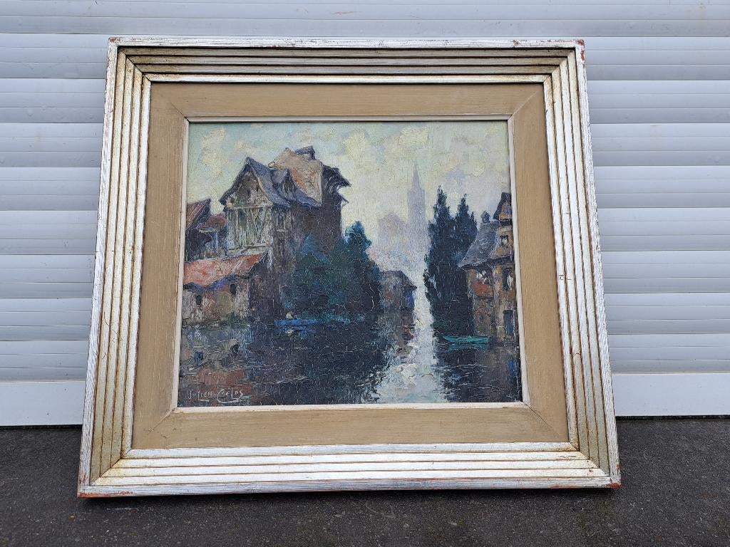 huile sur panneau signe julien celos, Antiquités & Art, Enlèvement ou Envoi