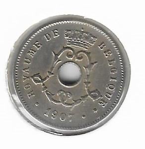 Belgique : 5 cents 1907 FR = plus rare = morin 279, Envoi, Monnaie en vrac