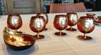 6 Murano wijnglazen en asbakje - 6 rood gekleurde wijnglazen, Antiek en Kunst, Ophalen