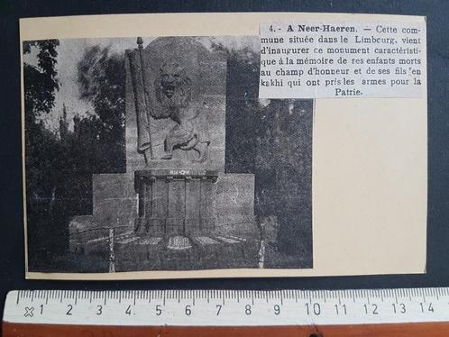 Knipsel op stevig papier Neerharen Lanaken Oorlogsmonument, Verzamelen, Militaria | Algemeen, Landmacht, Foto of Poster, Ophalen of Verzenden
