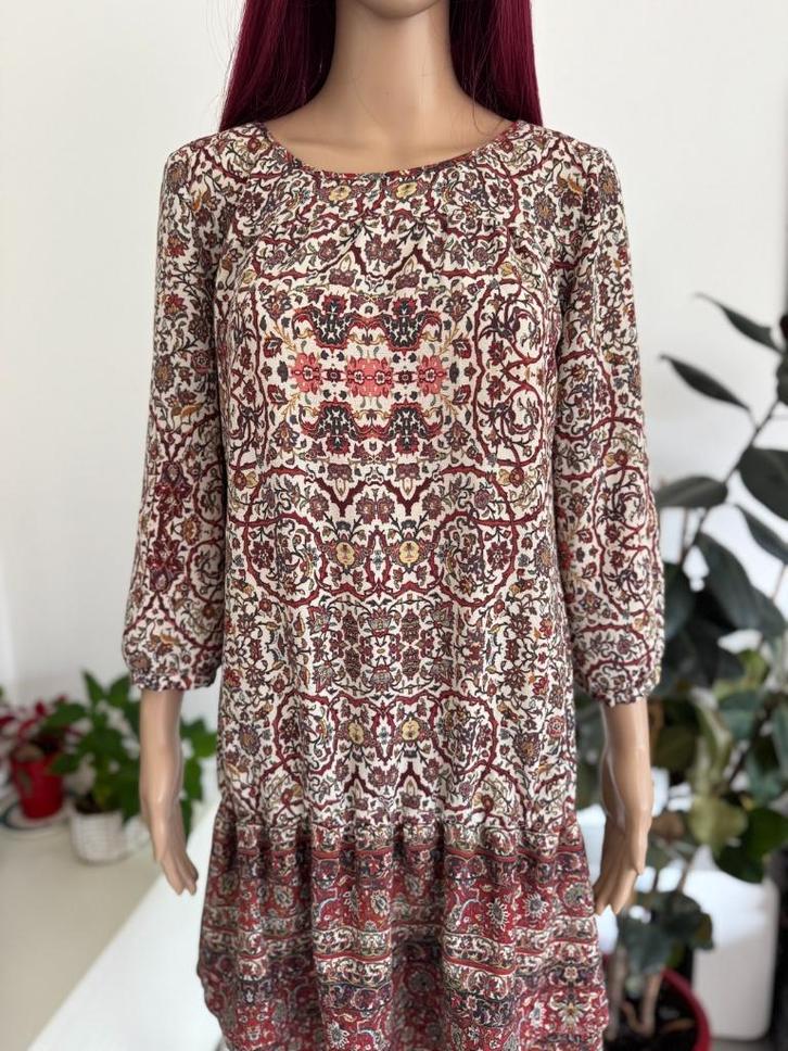 Beautiful dress with boho print (size XS/S), Kleding | Dames, Jurken, Gedragen, Maat 36 (S), Beige, Knielengte, Ophalen of Verzenden