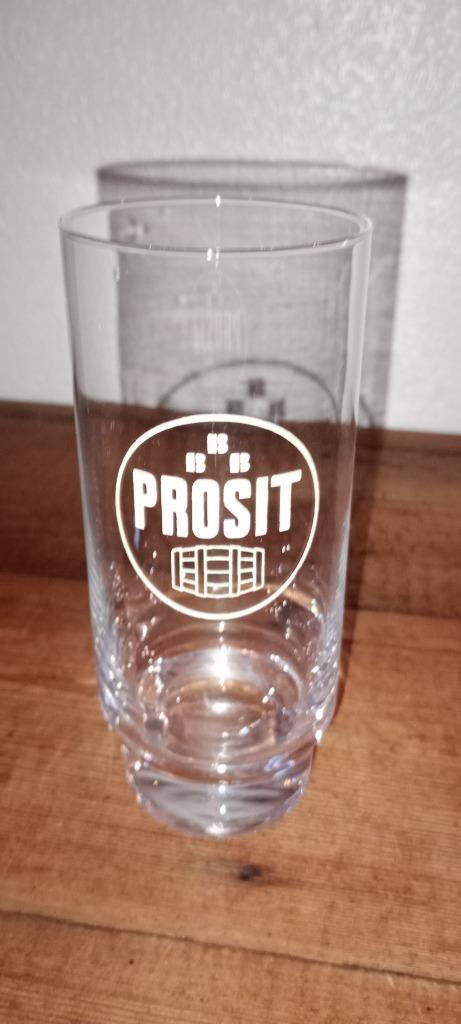 Brasserie bière verre Prosit non jaugé, Collections, Marques de bière, Utilisé, Verre ou Verres, Autres marques, Enlèvement ou Envoi