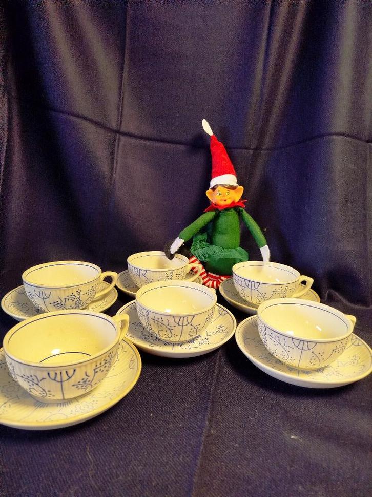 SET VAN 6 PRACHTIGE BOCH COPENHAGEN KOPJES EN SCHOTELS, Antiek en Kunst, Antiek | Servies compleet, Ophalen of Verzenden