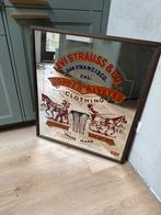 Grote oude spiegel Levi’s Levi steauss & co clothing 82x72cm, Antiek en Kunst, Ophalen