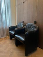2 leren stoelen op wielen, Huis en Inrichting, Ophalen, Zo goed als nieuw, Zwart, Bureaustoel