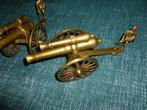 Vintage messing dubbelloops kanon met soldaat, Antiek en Kunst, Ophalen of Verzenden, Koper