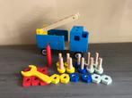 Houten constructiewagen + houten auto’s, Kinderen en Baby's, Speelgoed | Houten speelgoed, Ophalen, Zo goed als nieuw