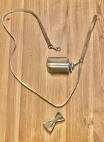 Hondenriem vlinderdas poepzakjeshouder beige velvet nieuw, Enlèvement ou Envoi, Neuf