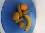 Vintage glazen fruitschaal met groeven blauw, Antiek en Kunst, Ophalen