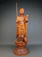 Grote uitgesneden houten Boeddha 53 cm, Antiek en Kunst, Ophalen of Verzenden