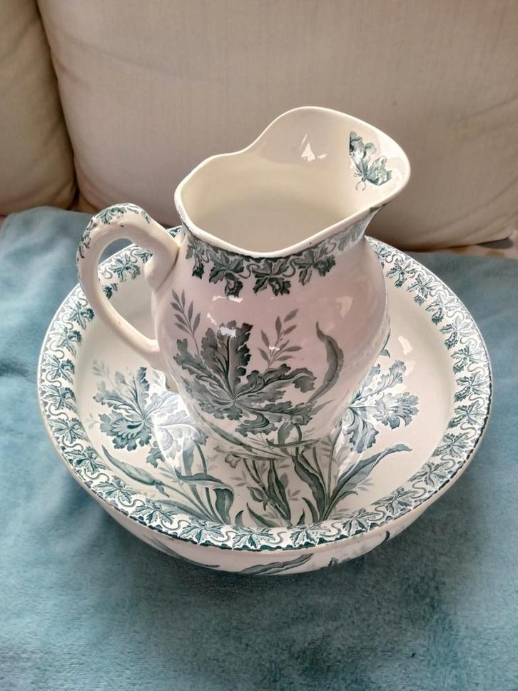 Ancien pichet et sa vasque. Terre de feu, France., Antiek en Kunst, Antiek | Keramiek en Aardewerk, Ophalen