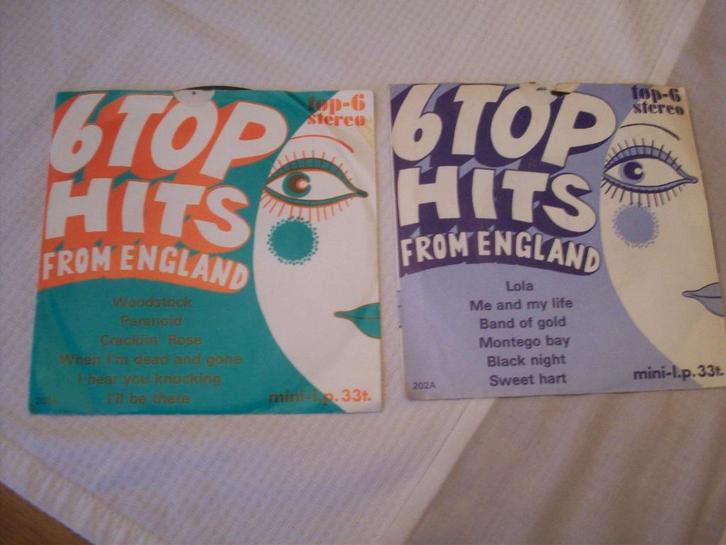 2 vinyl's met 6 tophits periode wootstok, Cd's en Dvd's, Vinyl | Rock, Zo goed als nieuw, Rock-'n-Roll, Overige formaten, Ophalen of Verzenden