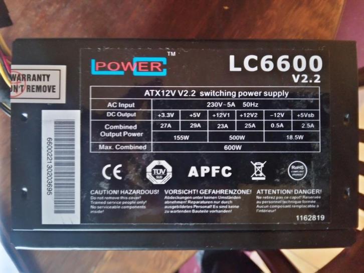 Alimentation ordinateur tour, Informatique & Logiciels, Ordinateurs de bureau, Utilisé, Inconnu, Gaming, Enlèvement ou Envoi